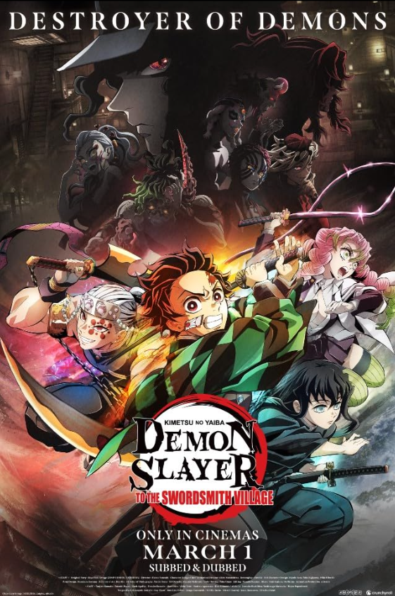 Cartaz do terceiro filme, Demon Slayer: Para a Vila do Espadachim
