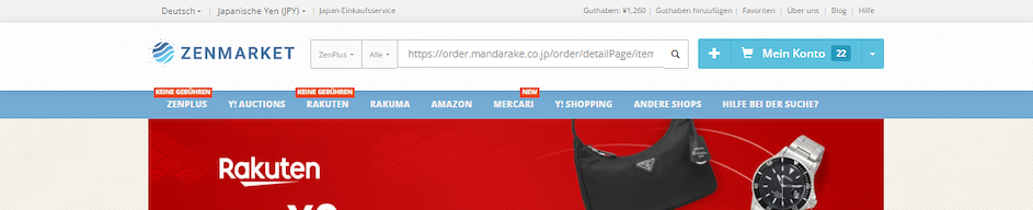 Fügen Sie den Link in die ZenMarket-Suchleiste ein