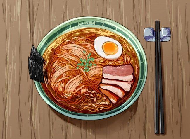 Imagem de ramen japon&ecirc;s com naruto, algas nori, ovo cortado e chashu no anime