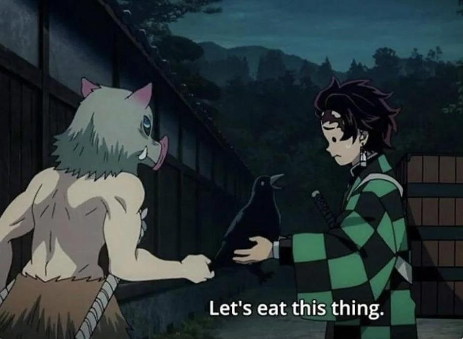 Inosuke tries to eat Kasugai crows