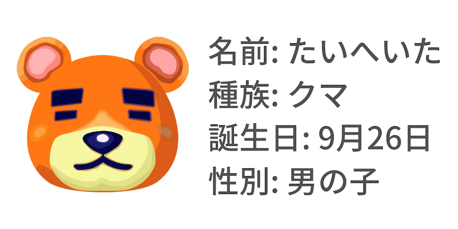 どうぶつの森初代からいる人気キャラクター：たいへいた