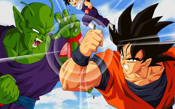 Son Goku walczący z Piccolo