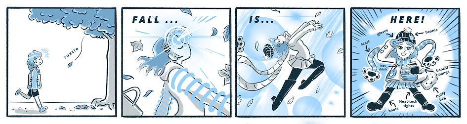 Sora and Boxhead Yonkoma Series - Fall Transformation