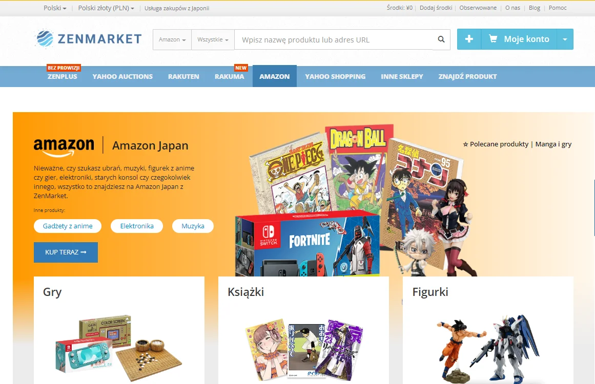 Strona japońskiego Amazona w ZenMarket!
