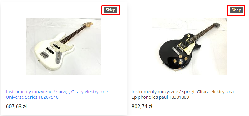 Oznaczenie czy dany produkt jest od Mercari Shops