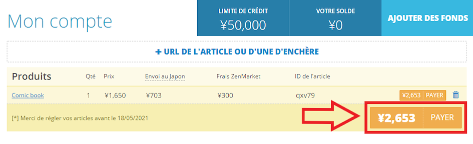 Panier d'achat ZenMarket avec v&eacute;rification et validation de la commande