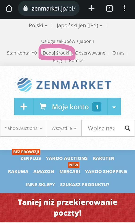 Dodaj środki - menu