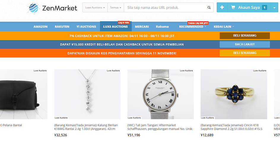 Carian di Luxe Auctions melalui ZenMarket