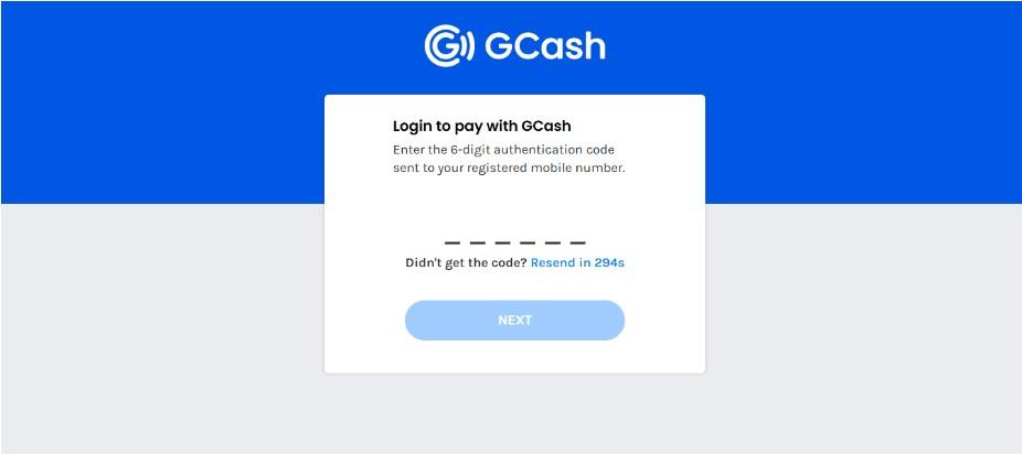 GCash’s authentication page before you can log in to your account.