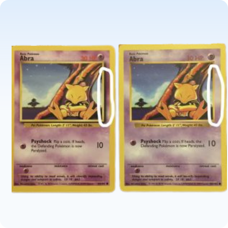 carte pokémon prima edizione Alakazam dettaglio bordo