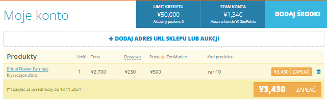 oplata za produkt na minne