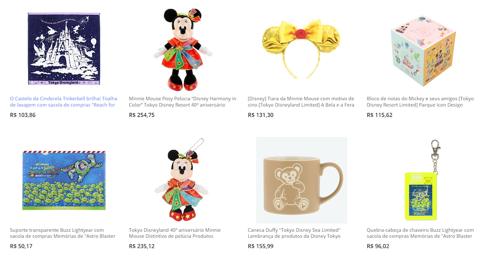 Produtos da Tokyo Disneyland na ZenMarket