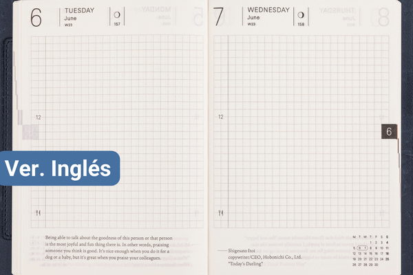 Agenda diaria del Hobonichi inglés