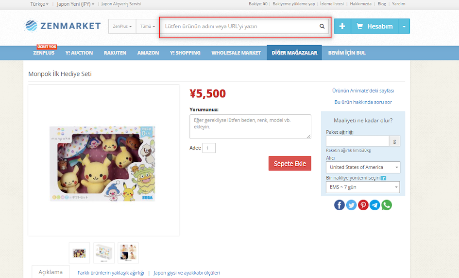ZenMarket ile Pokemon Center Alışverişi