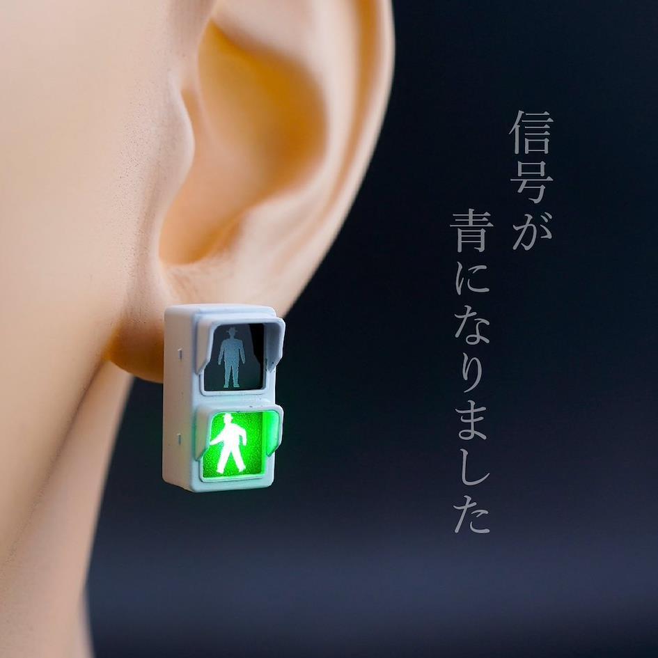 2024日本限定新奇趣味小物大集合 6.マルま工房|行人號誌燈耳飾