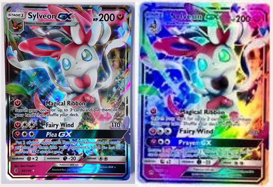Absence de texture sur une fausse carte Pok&eacute;mon GX Nymphali Sylveon