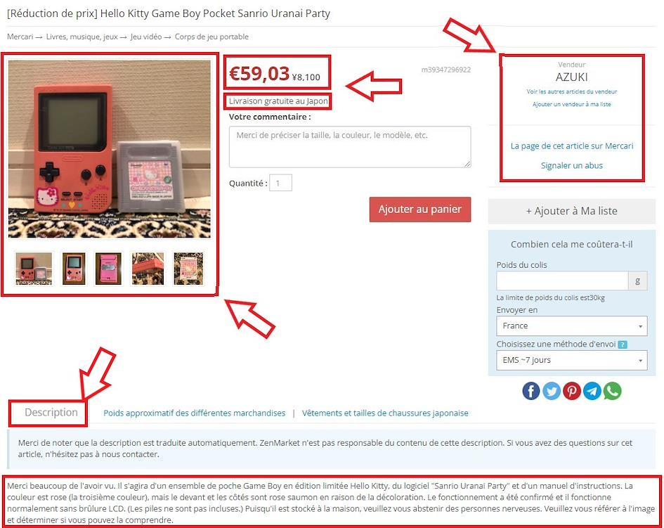 Vérifier les informations produits articles ZenMarket