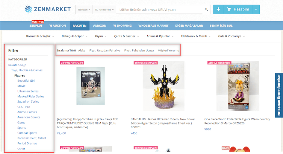 ZenMarket ile Rakutenen Alışveriş