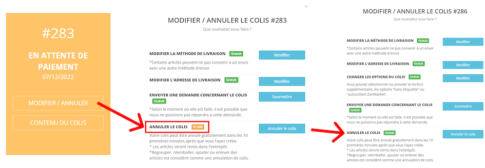 Annuler un colis