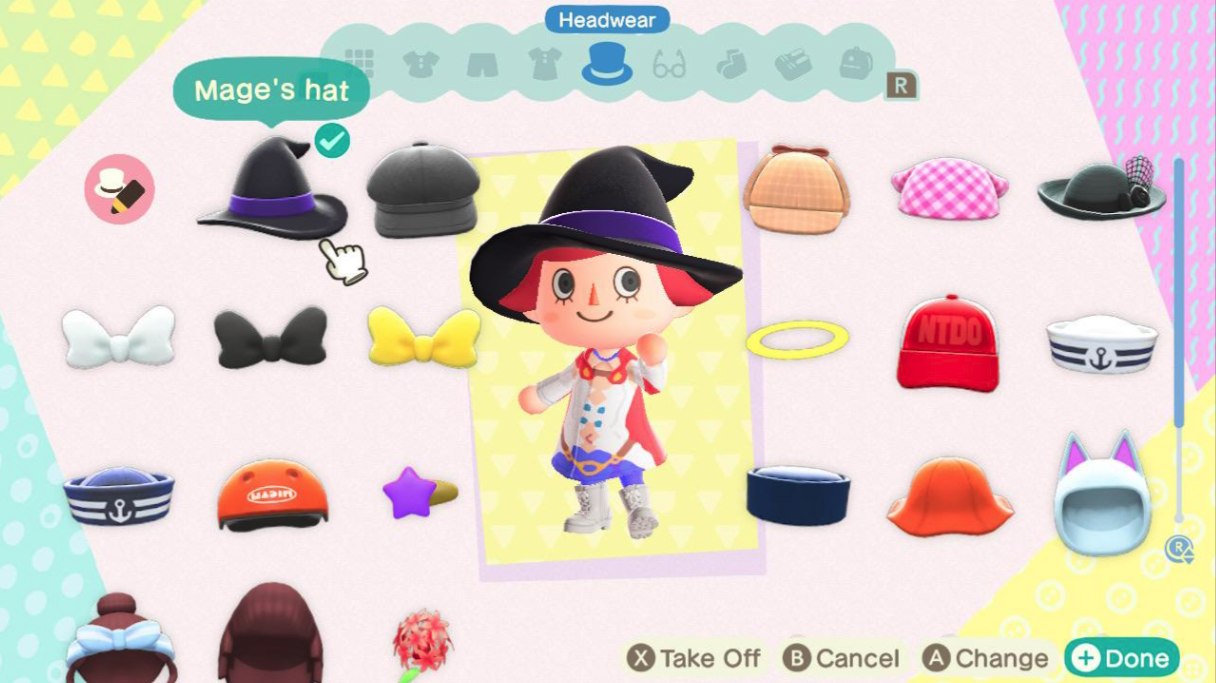 Imagem de customiza&ccedil;&atilde;o de chap&eacute;us, penteado e cor de cabelo no Animal Crossing