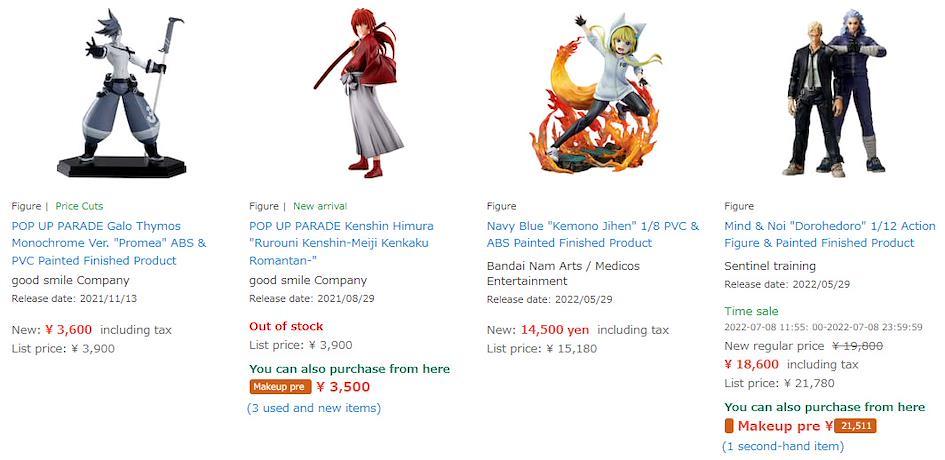 Statuettes Figurines mangas Surugaya
