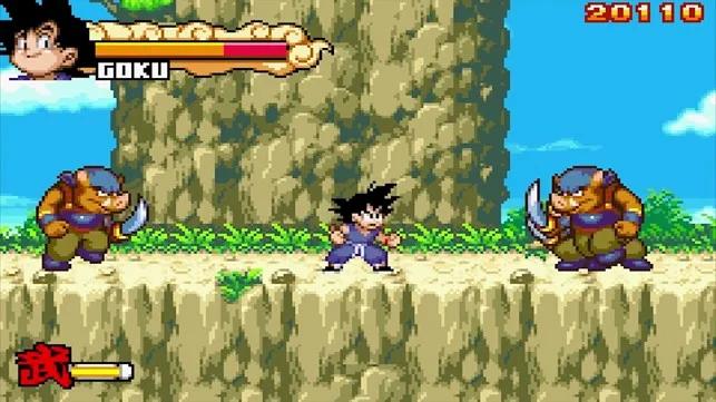 Screenshot di DB Advanced Adventure, Goku combatte due mostri
