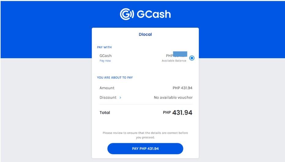 GCash’s payment verification page.