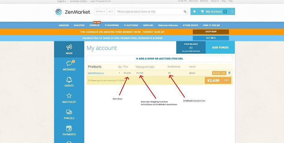 ZenMarket My Account List