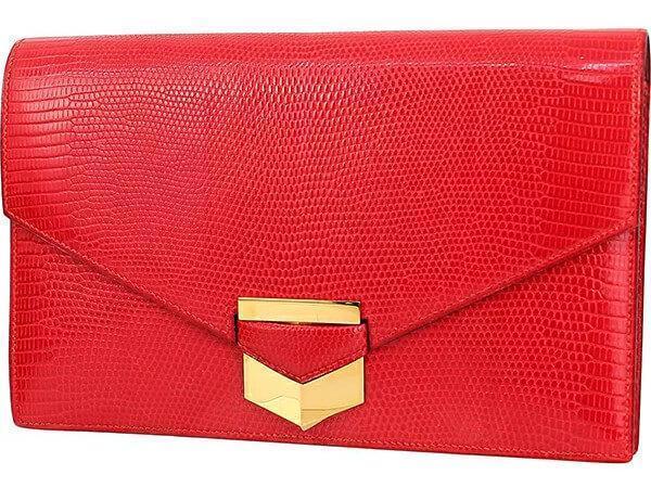 Hermes Clutch Faco Lizard Red Red Pochette