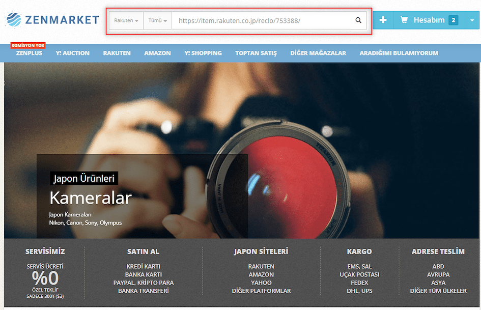 Beğendiğin ürünün linkini ZenMarket'e ekle
