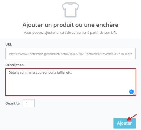 Détails des produits que vous souhaitez commander avec ZenMarket