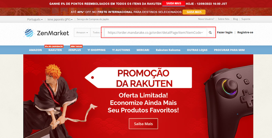 cole o link na barra de pesquisa do ZenMarket
