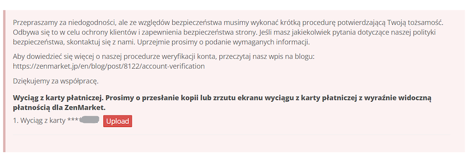 Podaj wyciąg z karty w celu weryfikacji