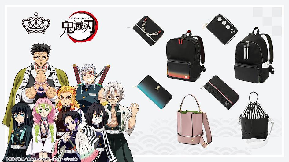 Sac &agrave; main et accessoires de la collaboration Super Groupies x Demon Slayer Kimetsu no Yaiba