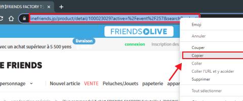 Copiez le lien pour commander des produits LINE FRIENDS
