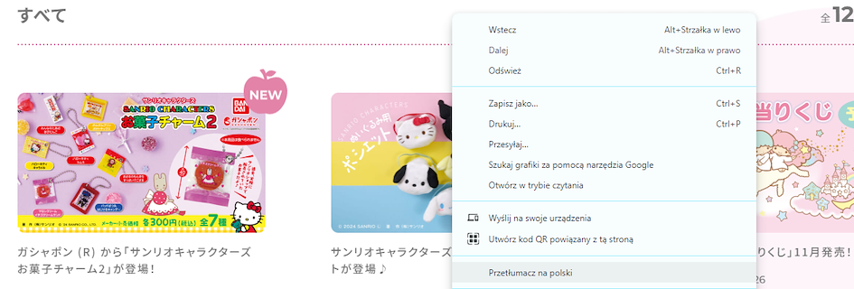 tlumaczenie strony sanrio