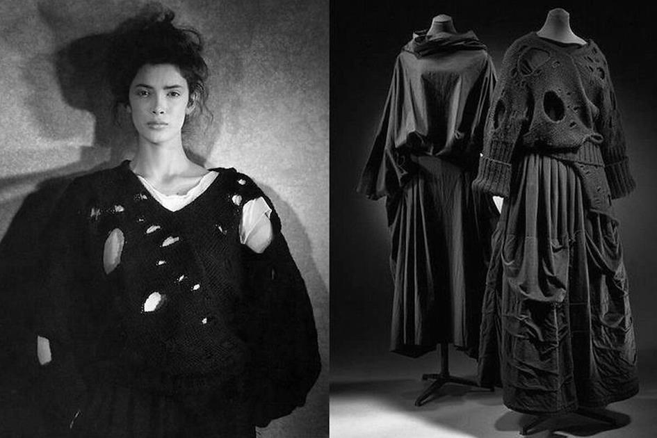 Rei Kawakubo's black knitted sweater with holes which she called lace