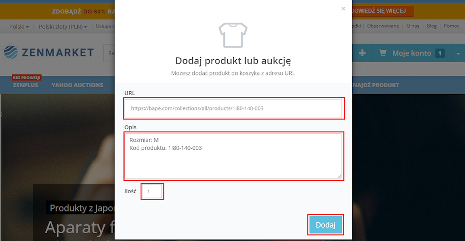 Jak kupować z BAPE z ZenMarket