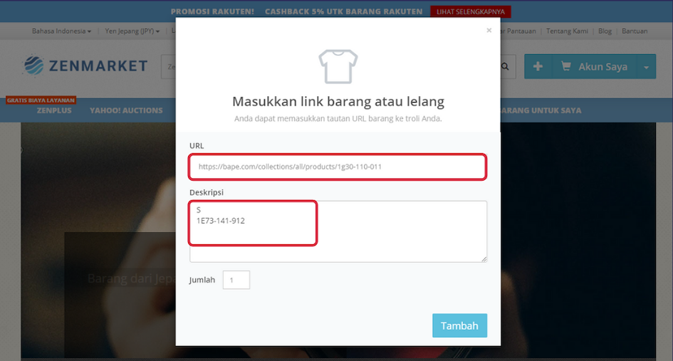 Tutorial belanja BAPE di ZenMarket