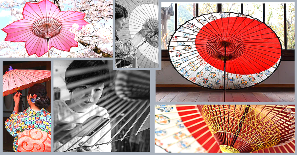 Parapluies traditionnels japonais Wagasa fabriqu&eacute;s en bambou et papier Washi