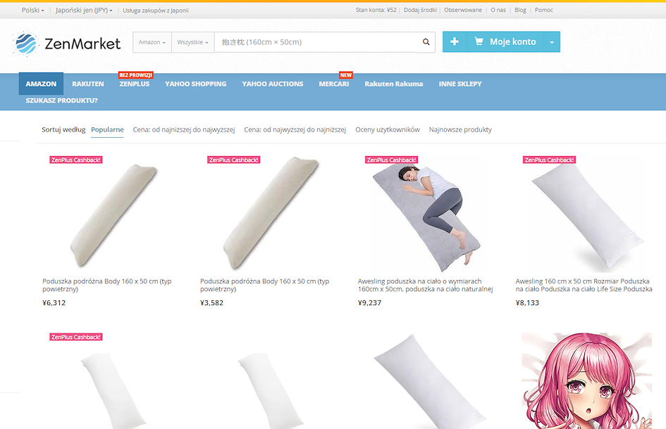 Strona zenmarket i dostepne dakimakury