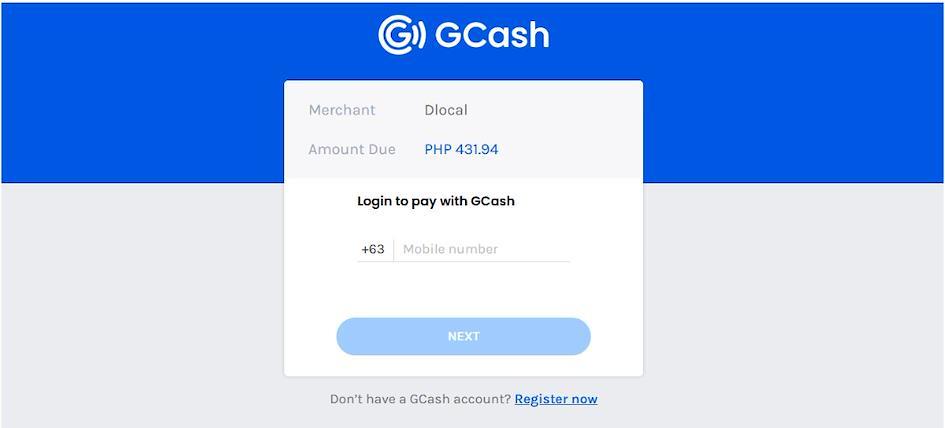 The web browser version of GCash’s log-in page once directed to pay from ZenMarket.