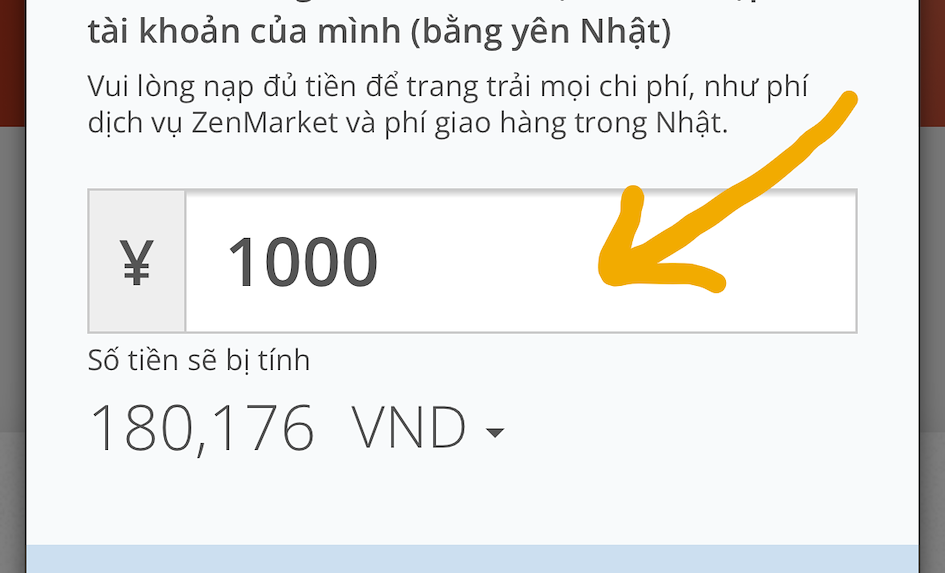 Điền số tiền nạp 