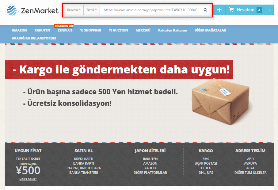 Uniqlo Japonya'dan sipariş