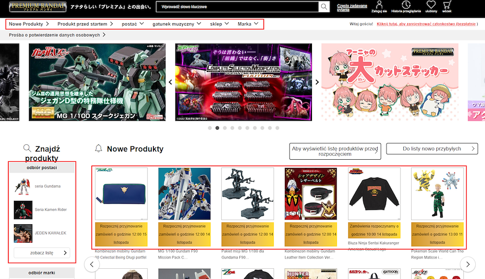 Jak kupować z japońskiego P-Bandai