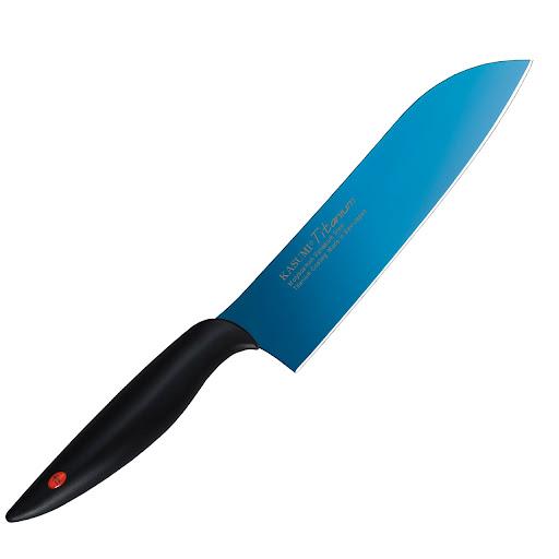 【霞】「ブルー チタンコーティング  (三徳包丁180mm)」