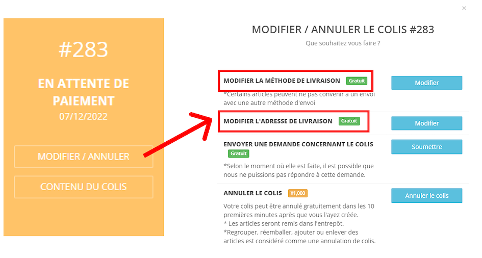 Modifier adresse