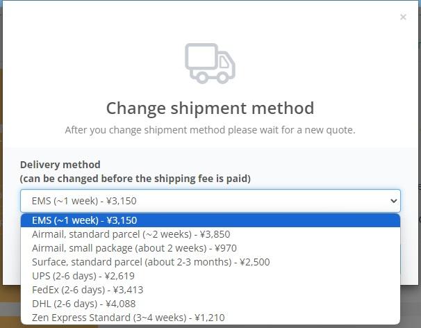 how to changed shipping method