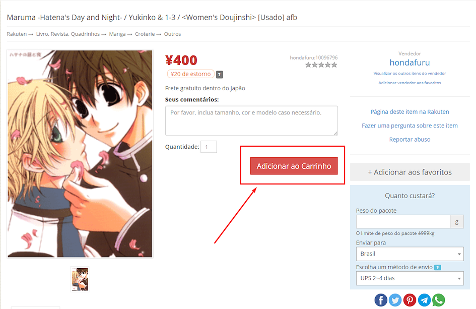 adicionando ao carrinho zenmarket