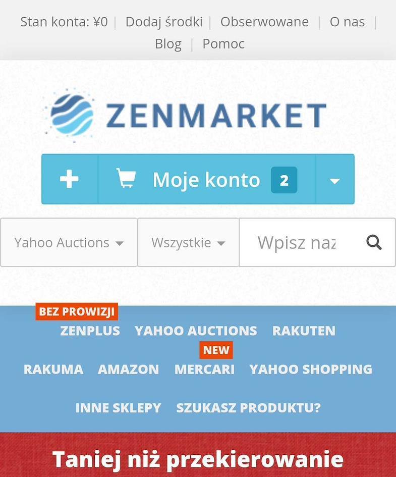 Zakładka 'moje konto'